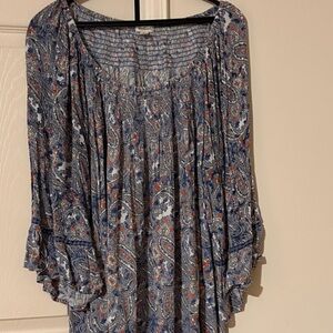 Westport Blue Paisley Tunic with Red Accents
